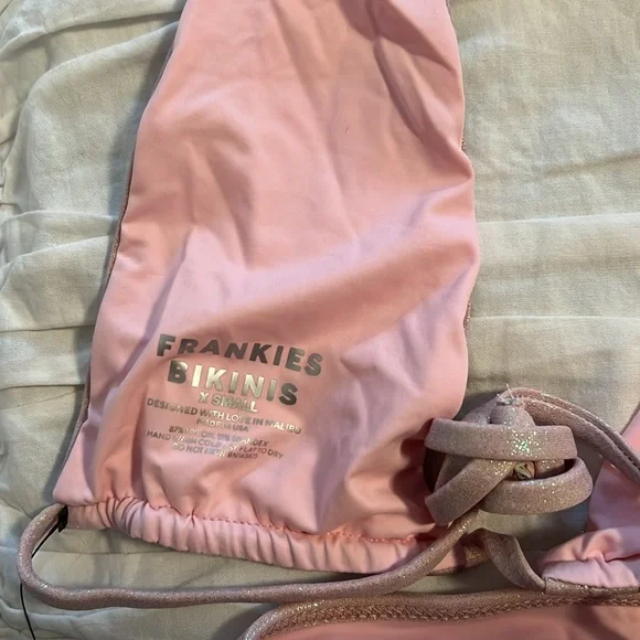 Frankie’s Bikinis iridescent pink bikini set XS top M bottom - Picture 5 of 5